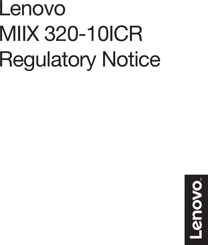 Lenovo MIIX 320-10ICRRegulatory Notice