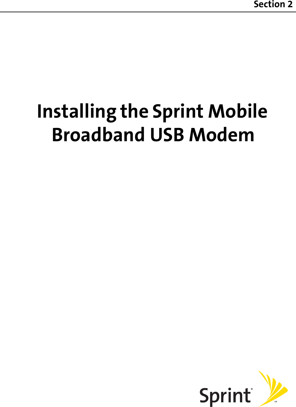 Installing the Sprint Mobile Broadband USB ModemSection 2