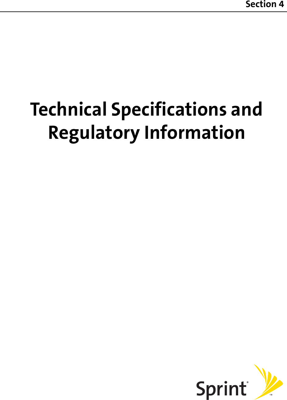 Technical Specifications and Regulatory InformationSection 4