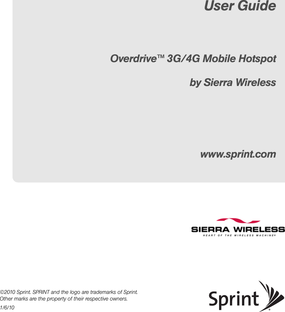 Sierra Wireless Overdrive Users Manual 3G/4G Mobile Hotspot User Guide