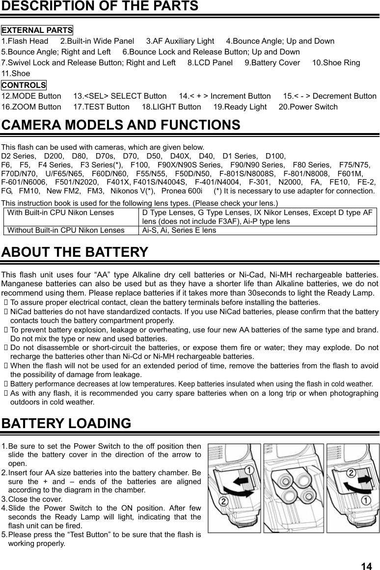 Page 2 of 11 - Sigma Sigma-Ef-530-Dg-St-Super-For-Nikon-Users-Manual- EF-530 SUPER NA-iTTL  Sigma-ef-530-dg-st-super-for-nikon-users-manual