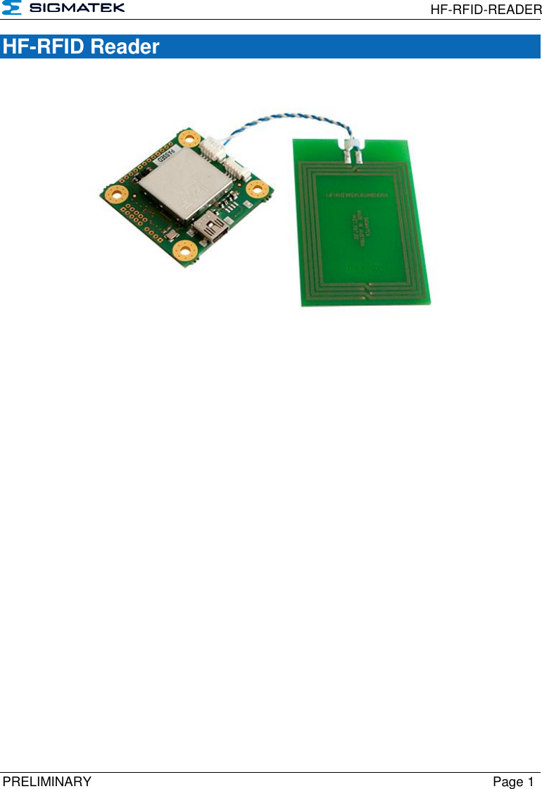  HF-RFID-READER  PRELIMINARY  Page 1 HF-RFID Reader    