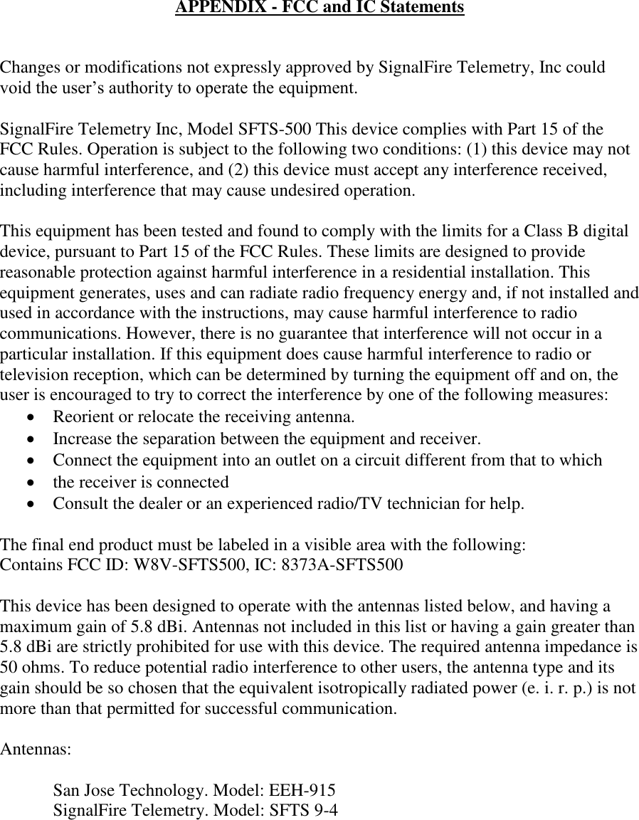 Page 4 of SignalFire Telemetry SFTS500 500mW Radio Module User Manual SFTS Radio Board Interface