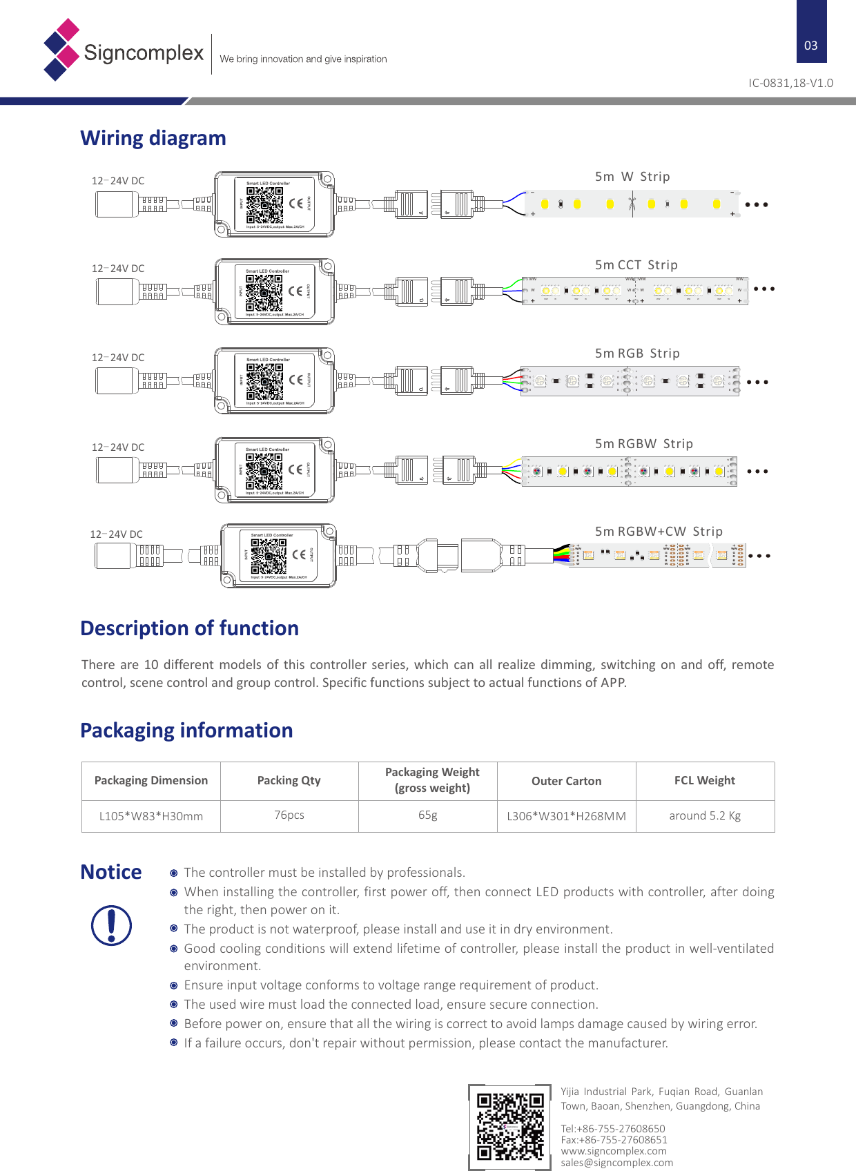 Page 2 of Signcomplex LC-WIFI-D4-05 Smart MINI LED Controller User Manual                      1