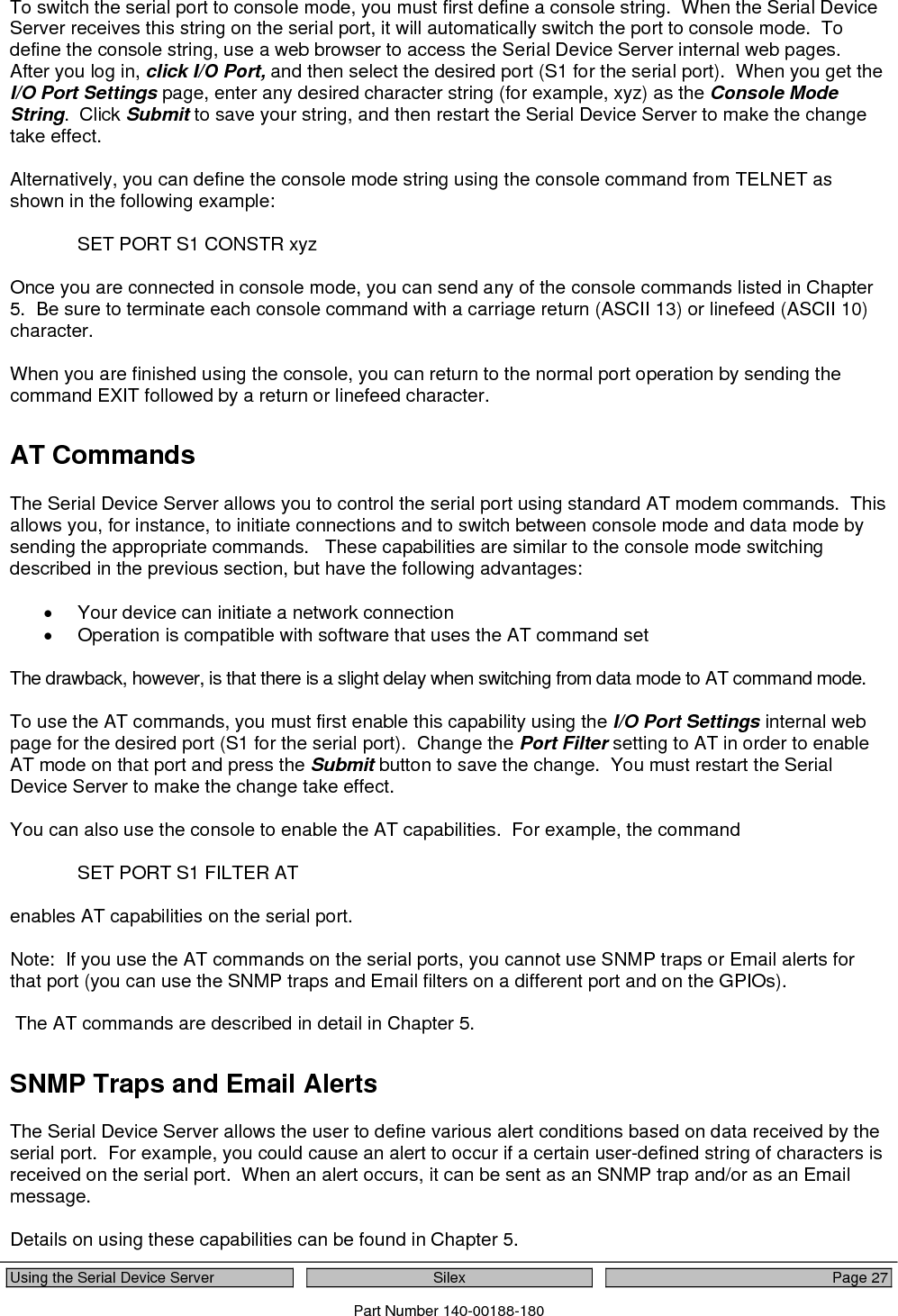  Page 28  Silex  Using the Serial Device Server Part Number 140-00188-180  