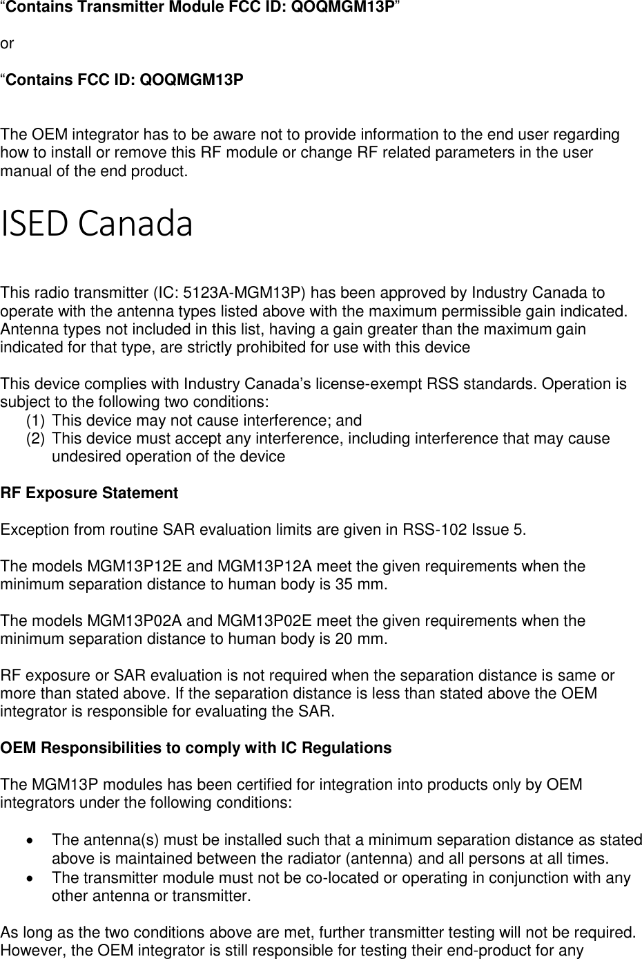 Page 4 of Silicon Laboratories Finland MGM13P MGM13P 802.15.4 + Bluetooth 5.0 module User Manual 