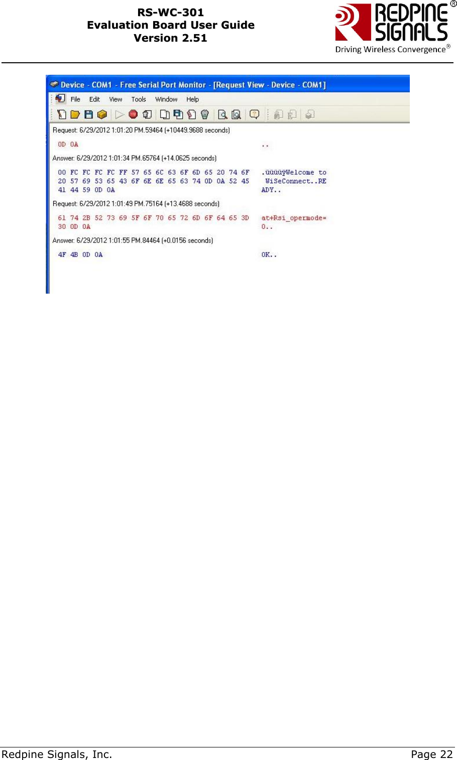     Redpine Signals, Inc.     Page 22 RRSS--WWCC--330011    EEvvaalluuaattiioonn  BBooaarrdd  UUsseerr  GGuuiiddee  VVeerrssiioonn  22..5511     