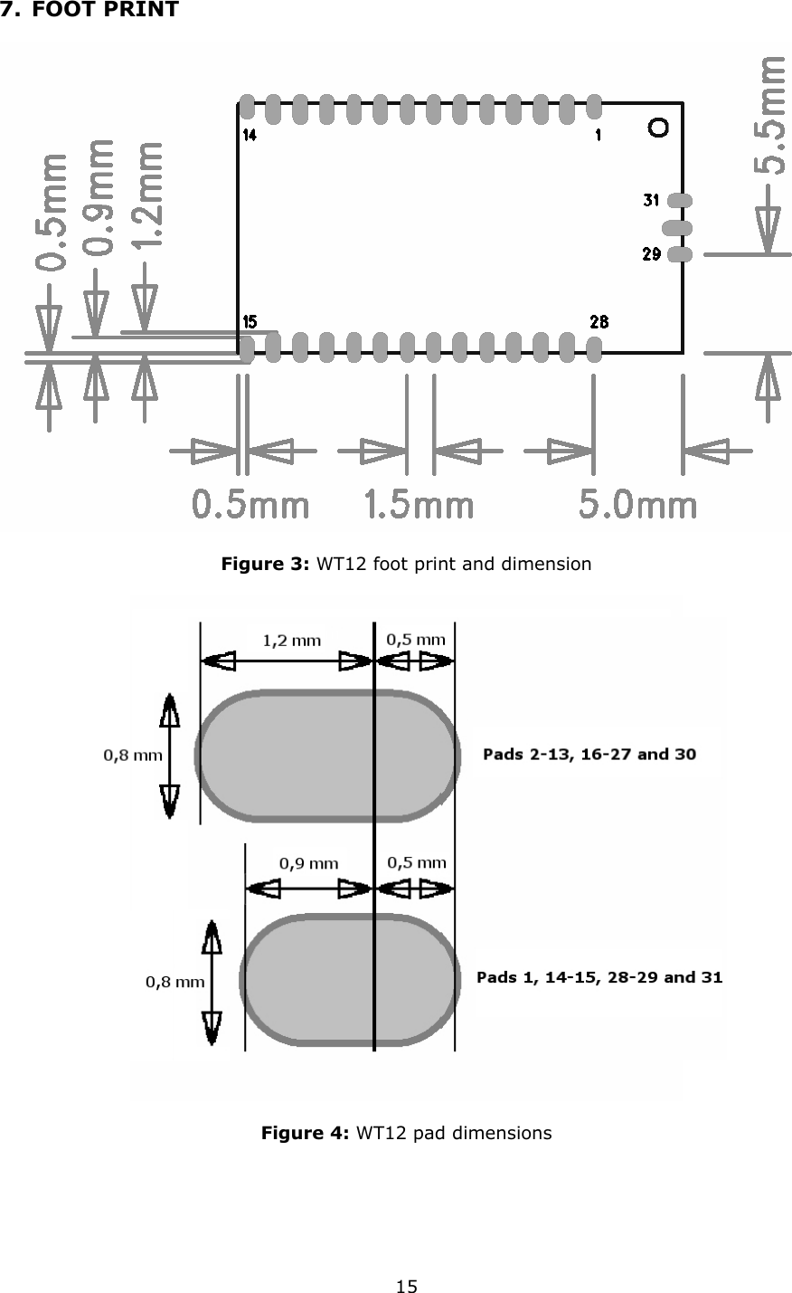   157. FOOT PRINT  Figure 3: WT12 foot print and dimension  Figure 4: WT12 pad dimensions 