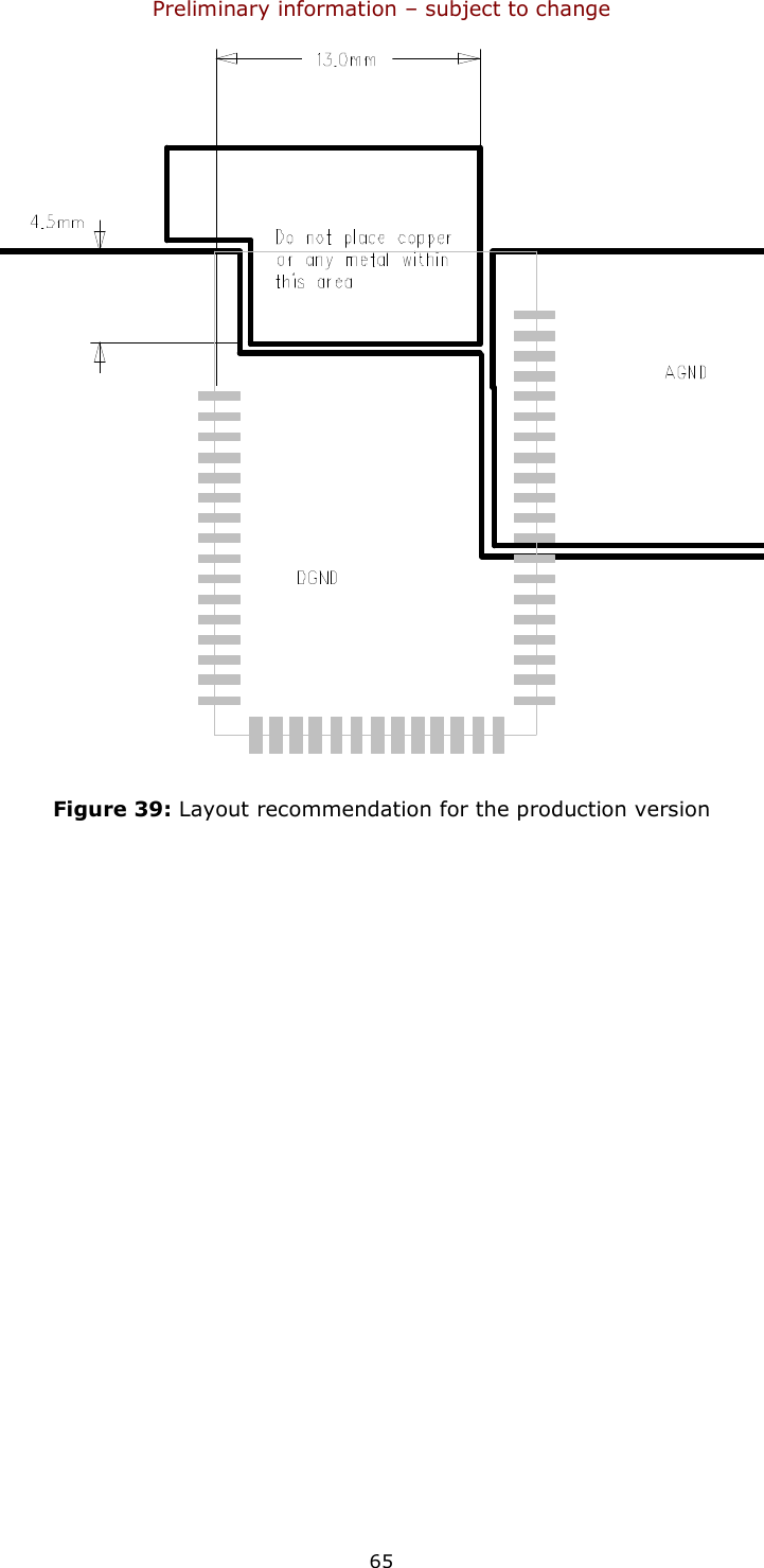 Preliminary information – subject to change  65  Figure 39: Layout recommendation for the production version    