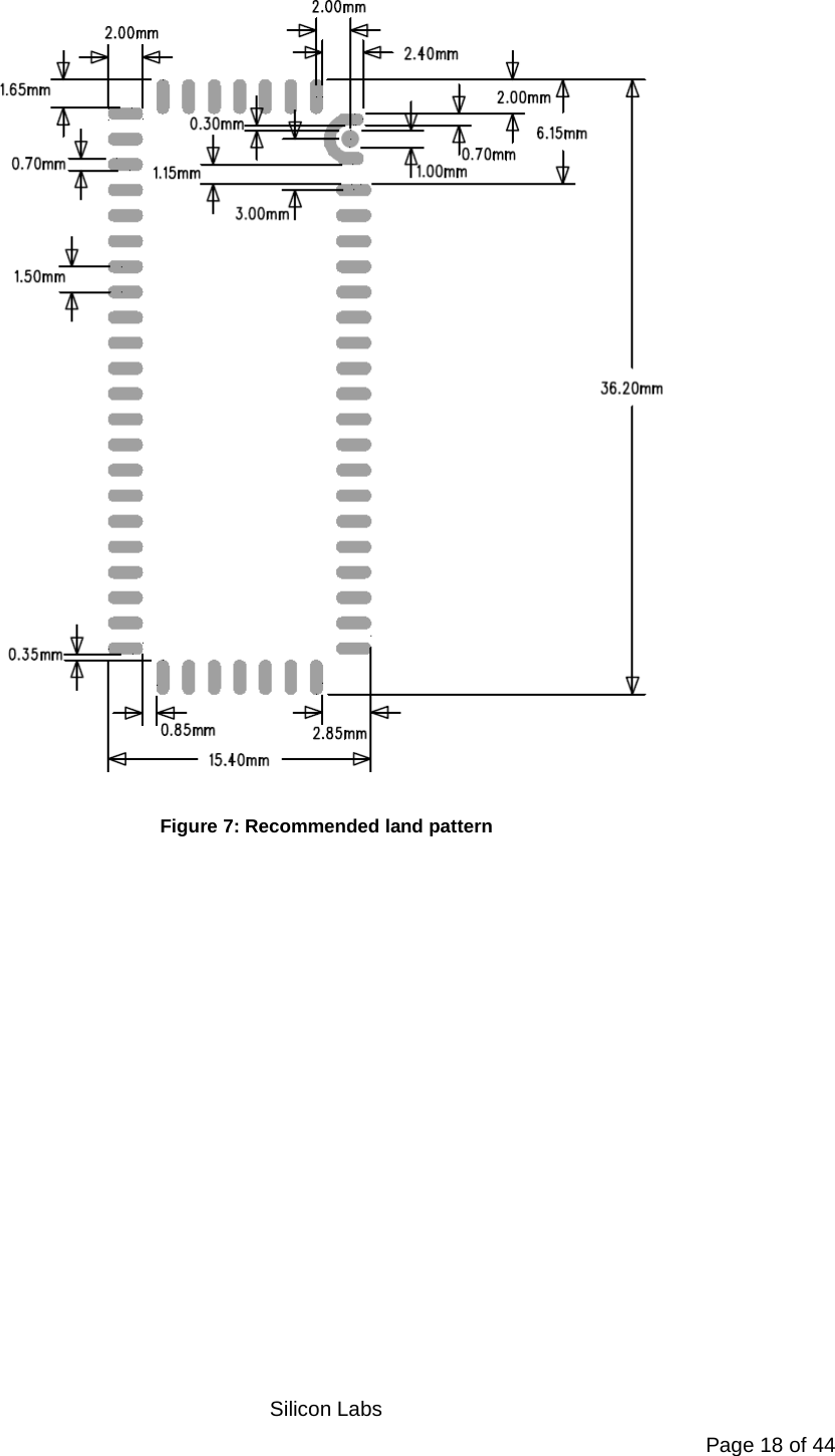   Silicon Labs Page 18 of 44  Figure 7: Recommended land pattern             