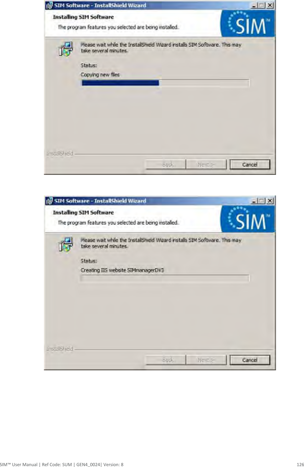  SIM™ User Manual | Ref Code: SUM | GEN4_0024| Version: 8  126     