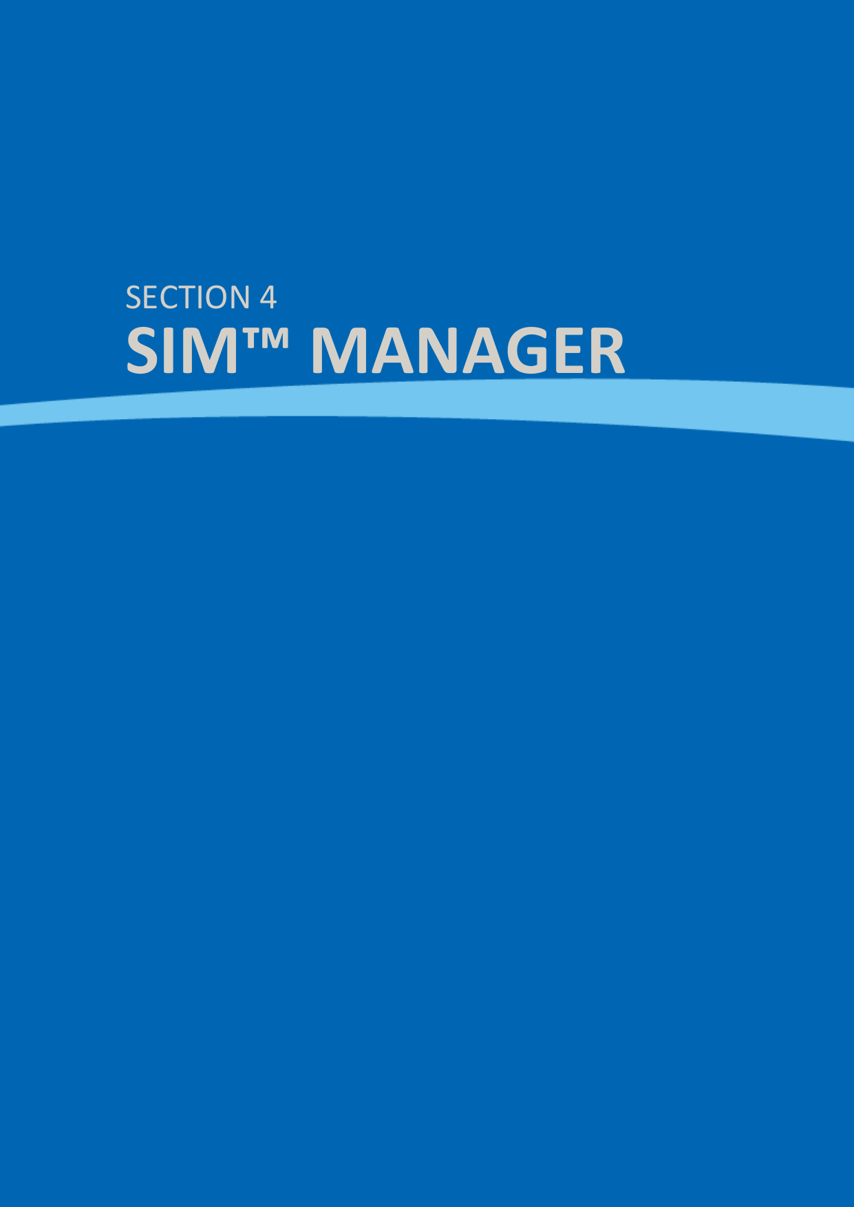  SIM™ User Manual | Ref Code: SUM | GEN4_0024| Version: 8  28         SECTION 4 SIM™ MANAGER 