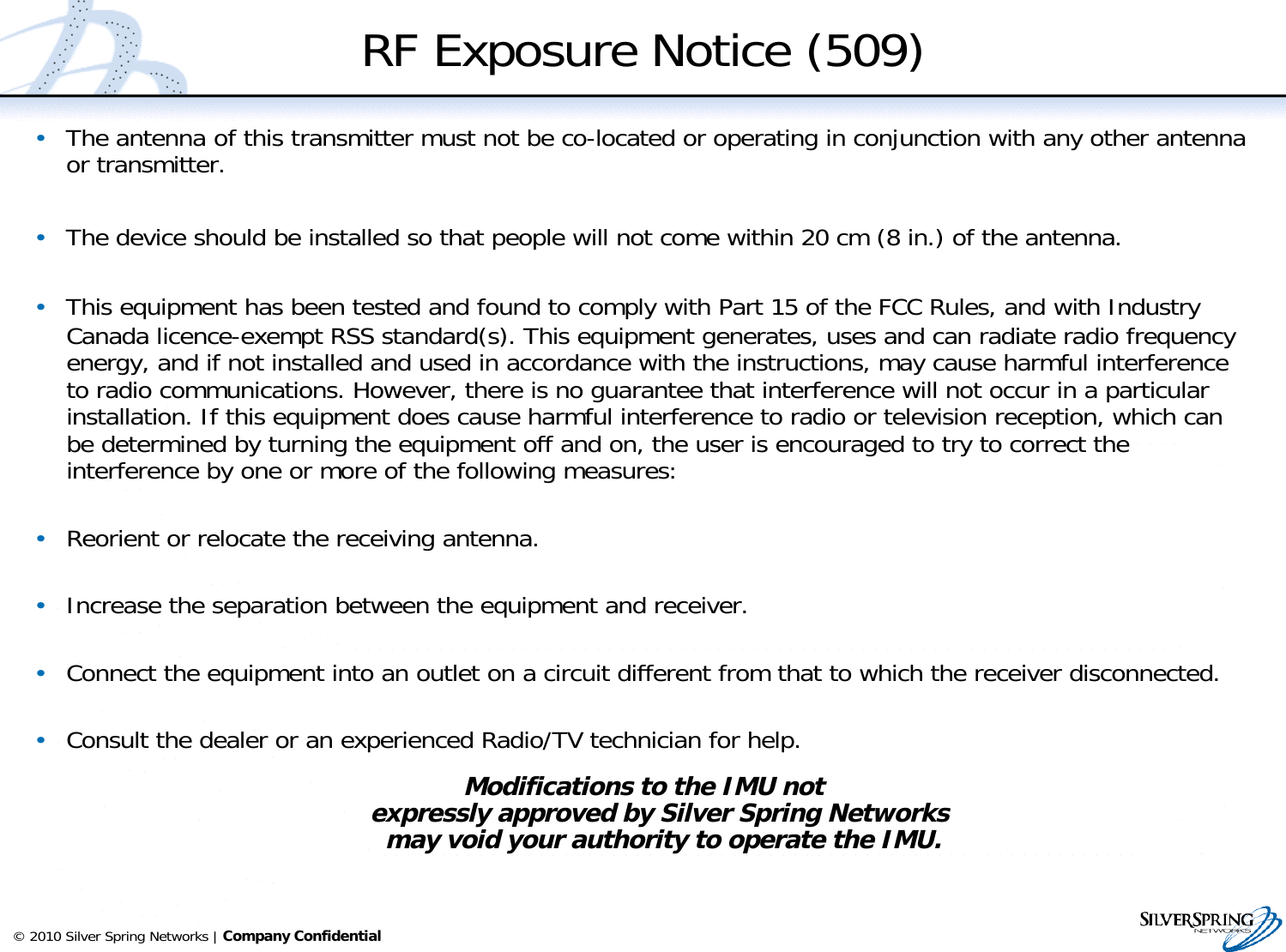 Page 4 of Silver Spring Networks IMU516 RF Module for Utility Gas Meter User Manual single channel IMU installation 2011april06x