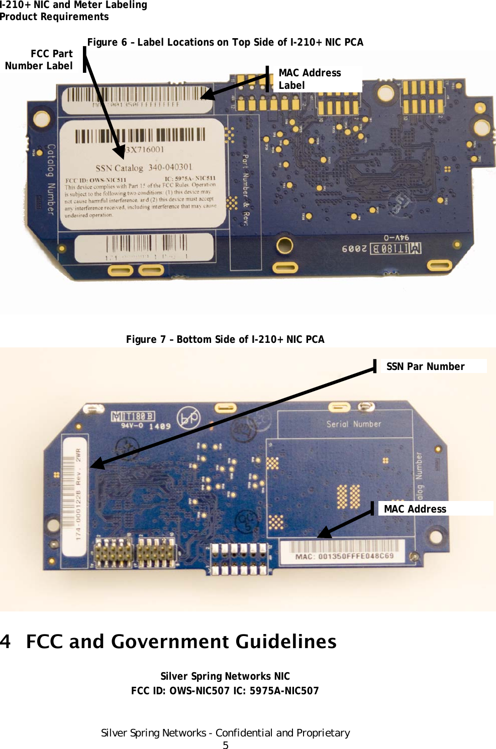 Page 5 of Silver Spring Networks NIC514 RF Module for Utility Meters User Manual NIC514User