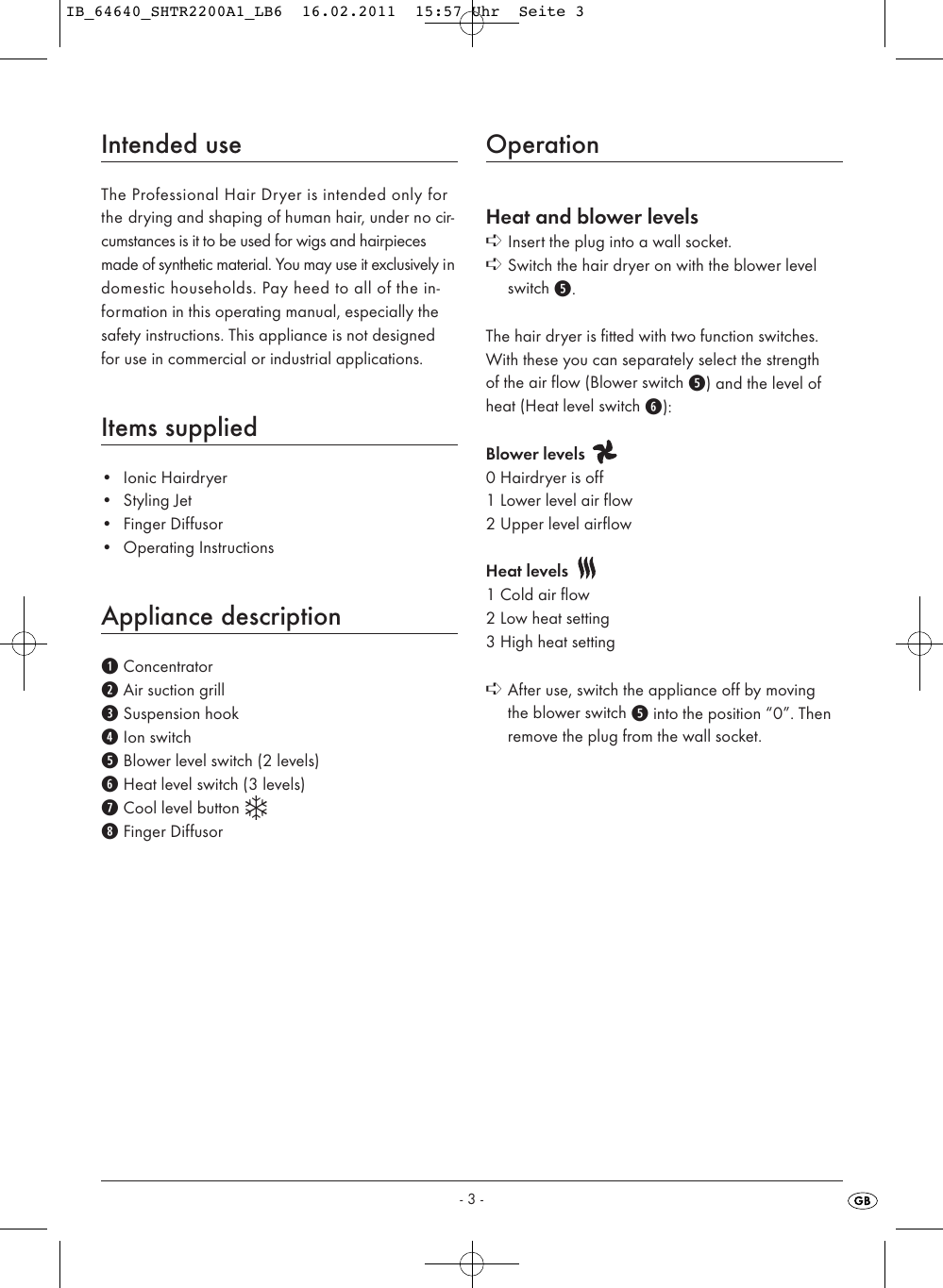 Page 5 of 8 - Silvercrest Silvercrest-Ionic-Hairdryer-Shtr-2200-A1-Users-Manual- IB_64640_SHTR2200A1_LB6  Silvercrest-ionic-hairdryer-shtr-2200-a1-users-manual