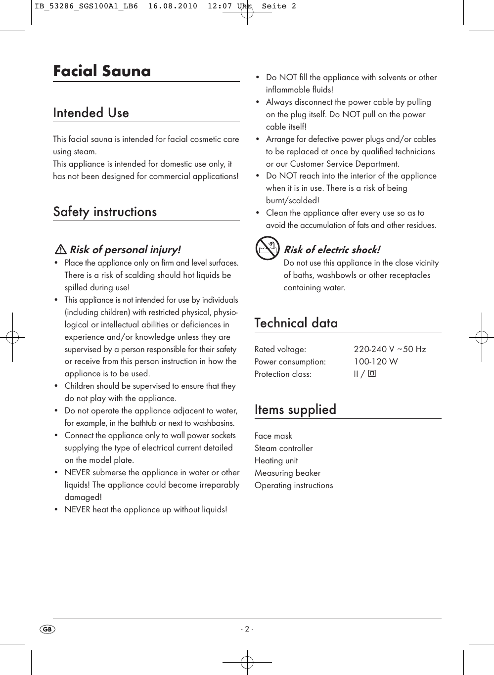Page 4 of 8 - Silvercrest Silvercrest-Sgs-100-A1-Users-Manual- IB_53286_SGS100A1_LB6 Silvercrest-sgs-100-a1-users-manual