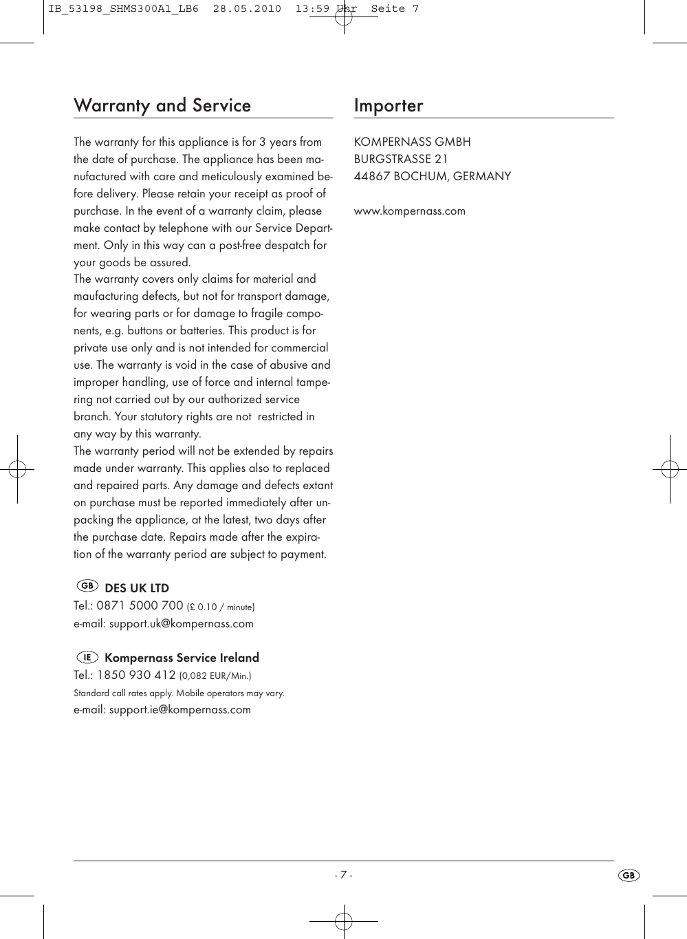 Page 9 of 9 - Silvercrest Silvercrest-Shms-300-A1-Users-Manual- IB_53198_SHMS300A1_LB6  Silvercrest-shms-300-a1-users-manual