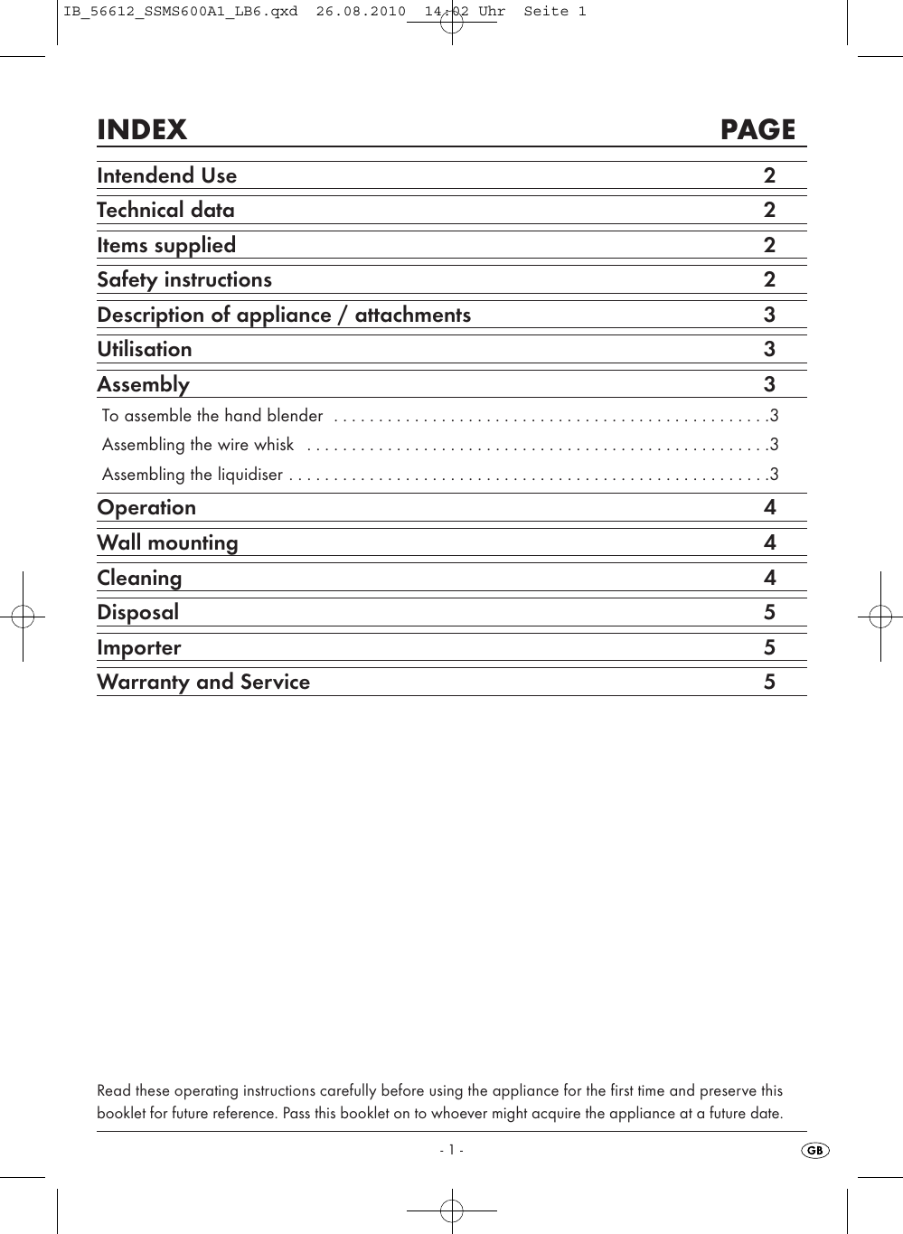 Page 3 of 7 - Silvercrest Silvercrest-Ssms-600-A1-Users-Manual- IB_56612_SSMS600A1_LB6  Silvercrest-ssms-600-a1-users-manual