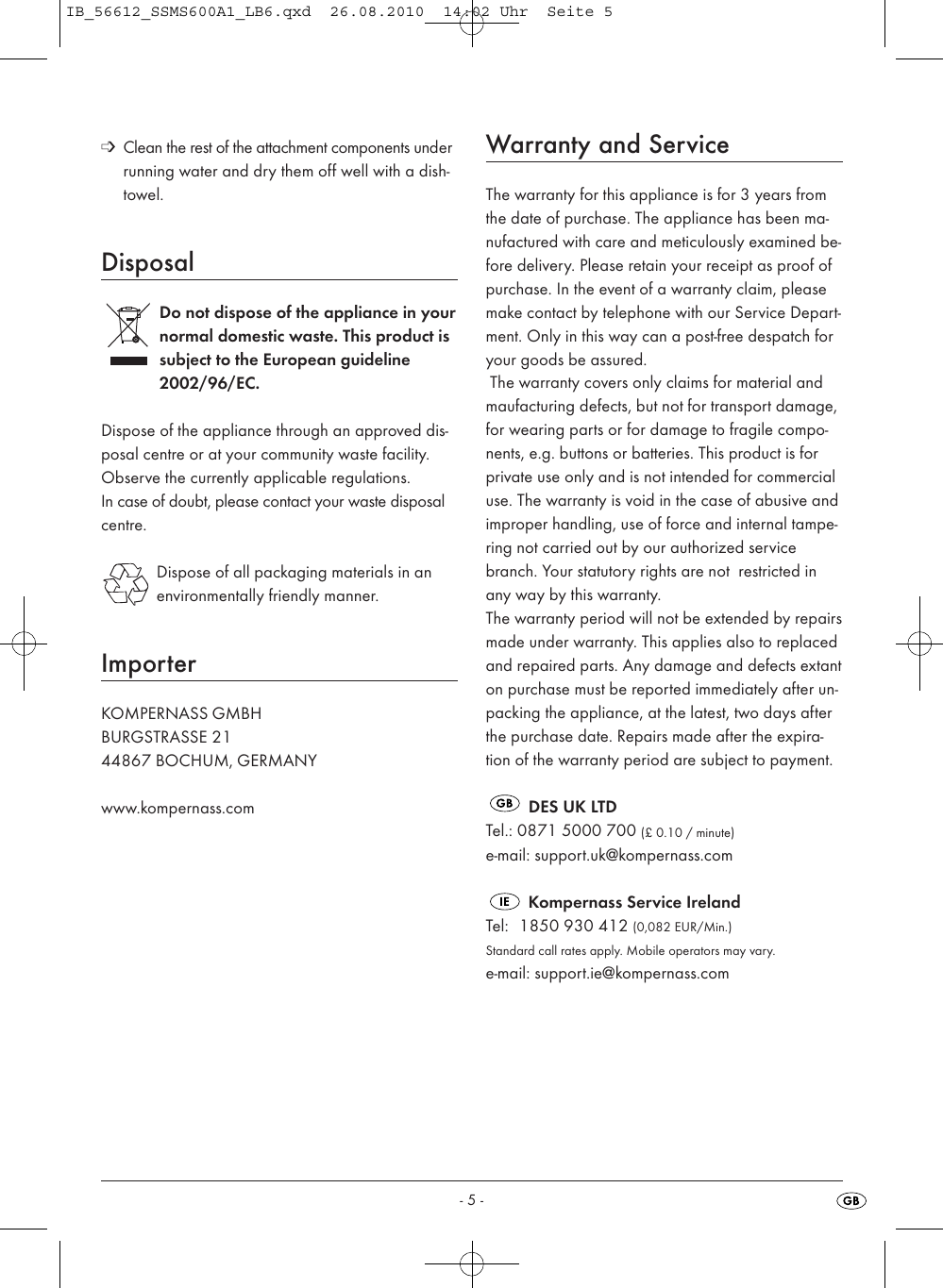 Page 7 of 7 - Silvercrest Silvercrest-Ssms-600-A1-Users-Manual- IB_56612_SSMS600A1_LB6  Silvercrest-ssms-600-a1-users-manual