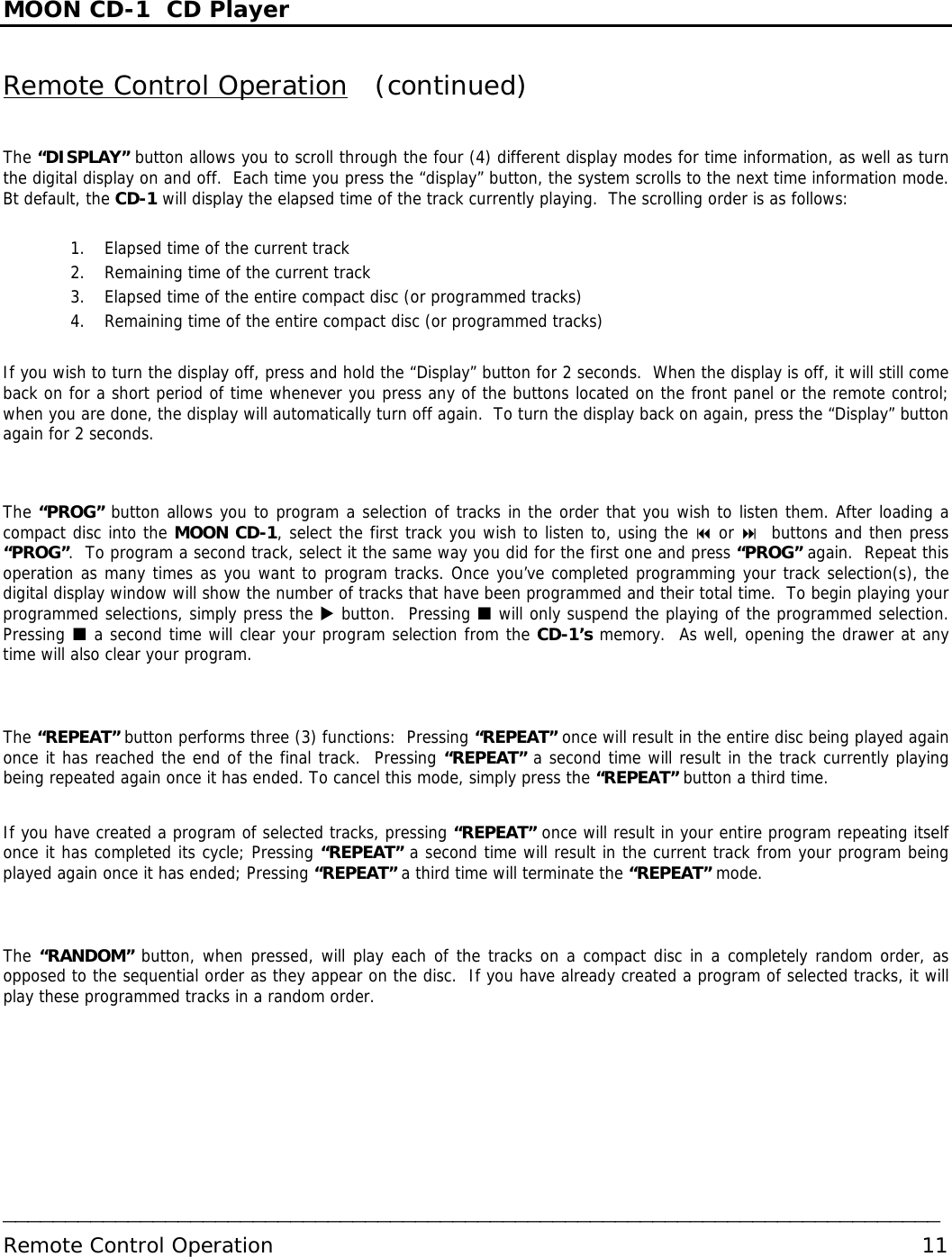 Page 11 of 12 - Simaudio Simaudio-Moon-Cd-1-Users-Manual- Owner’s Manual  Simaudio-moon-cd-1-users-manual