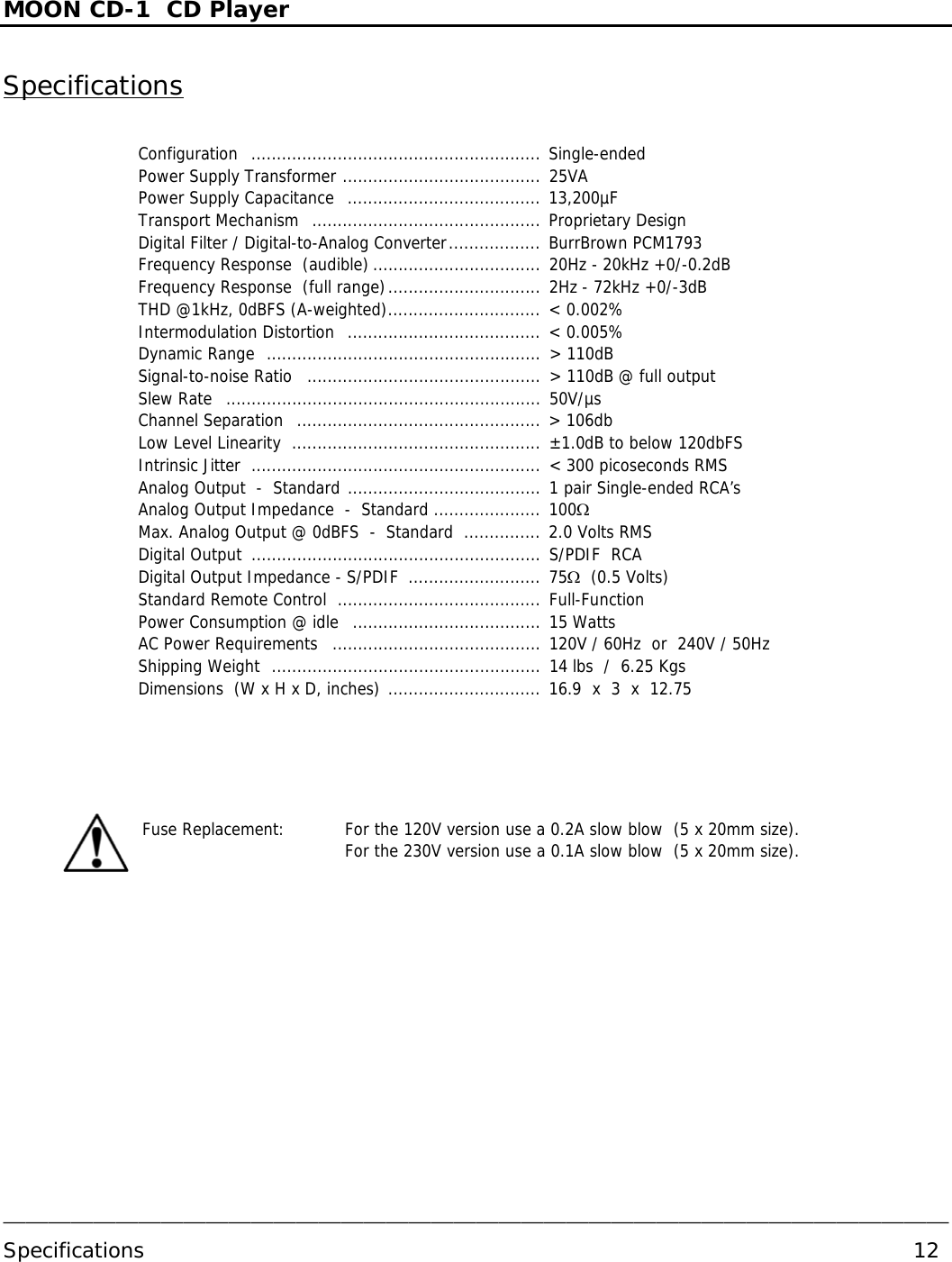 Page 12 of 12 - Simaudio Simaudio-Moon-Cd-1-Users-Manual- Owner’s Manual  Simaudio-moon-cd-1-users-manual