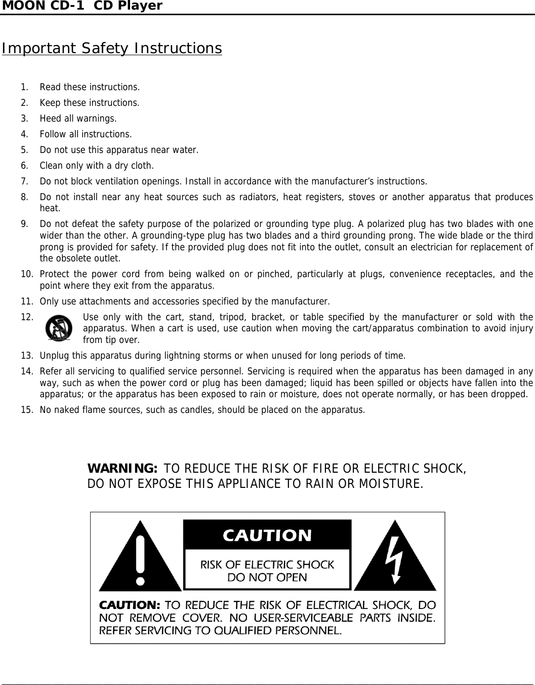 Page 2 of 12 - Simaudio Simaudio-Moon-Cd-1-Users-Manual- Owner’s Manual  Simaudio-moon-cd-1-users-manual
