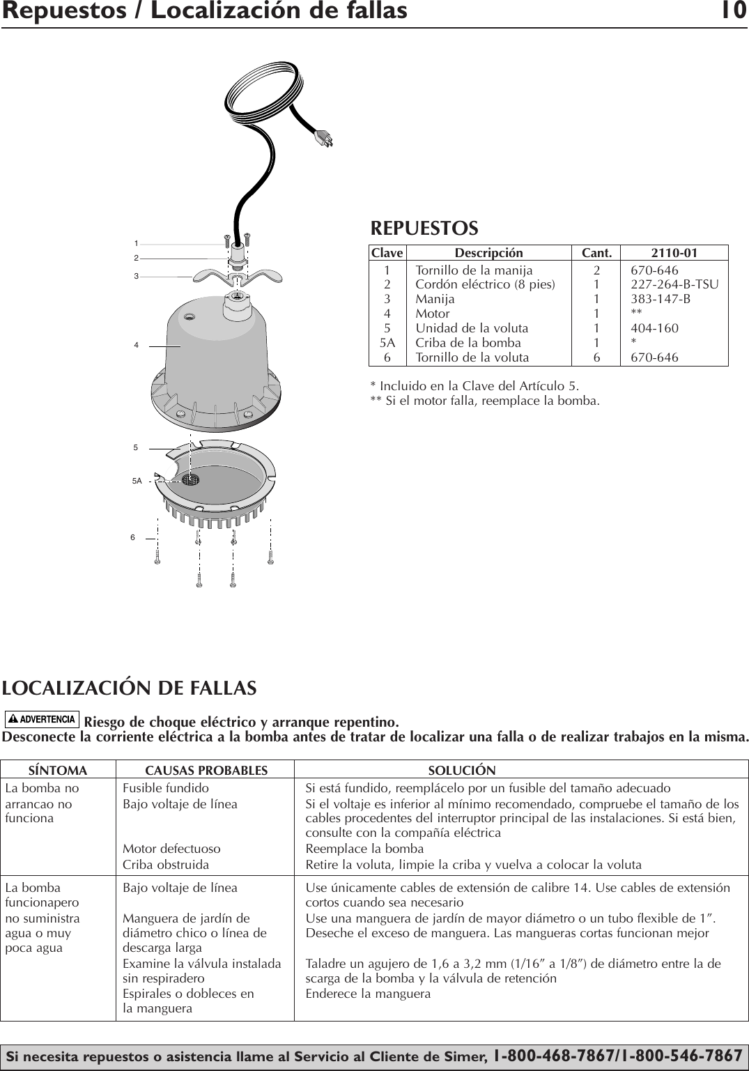 Simer Pumps 2110 Users Manual