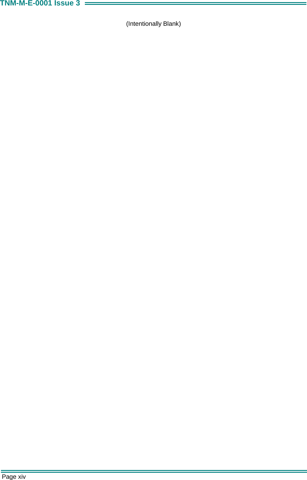  Page xiv TNM-M-E-0001 Issue 3 (Intentionally Blank) 