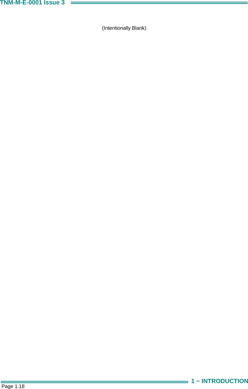  Page 1.18 TNM-M-E-0001 Issue 3 1 ~ INTRODUCTION  (Intentionally Blank)    