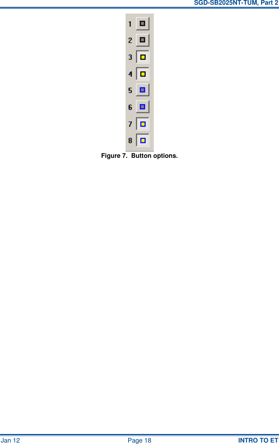   SGD-SB2025NT-TUM, Part 2 Jan 12  Page 18  INTRO TO ET Figure 7.  Button options.    