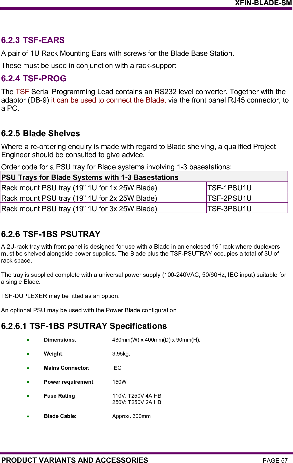 PAGE 58  PRODUCT VARIANTS AND ACCESSORIES   