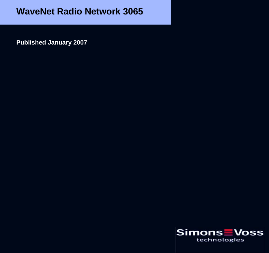        WaveNet Radio Network 3065  Published January 2007 