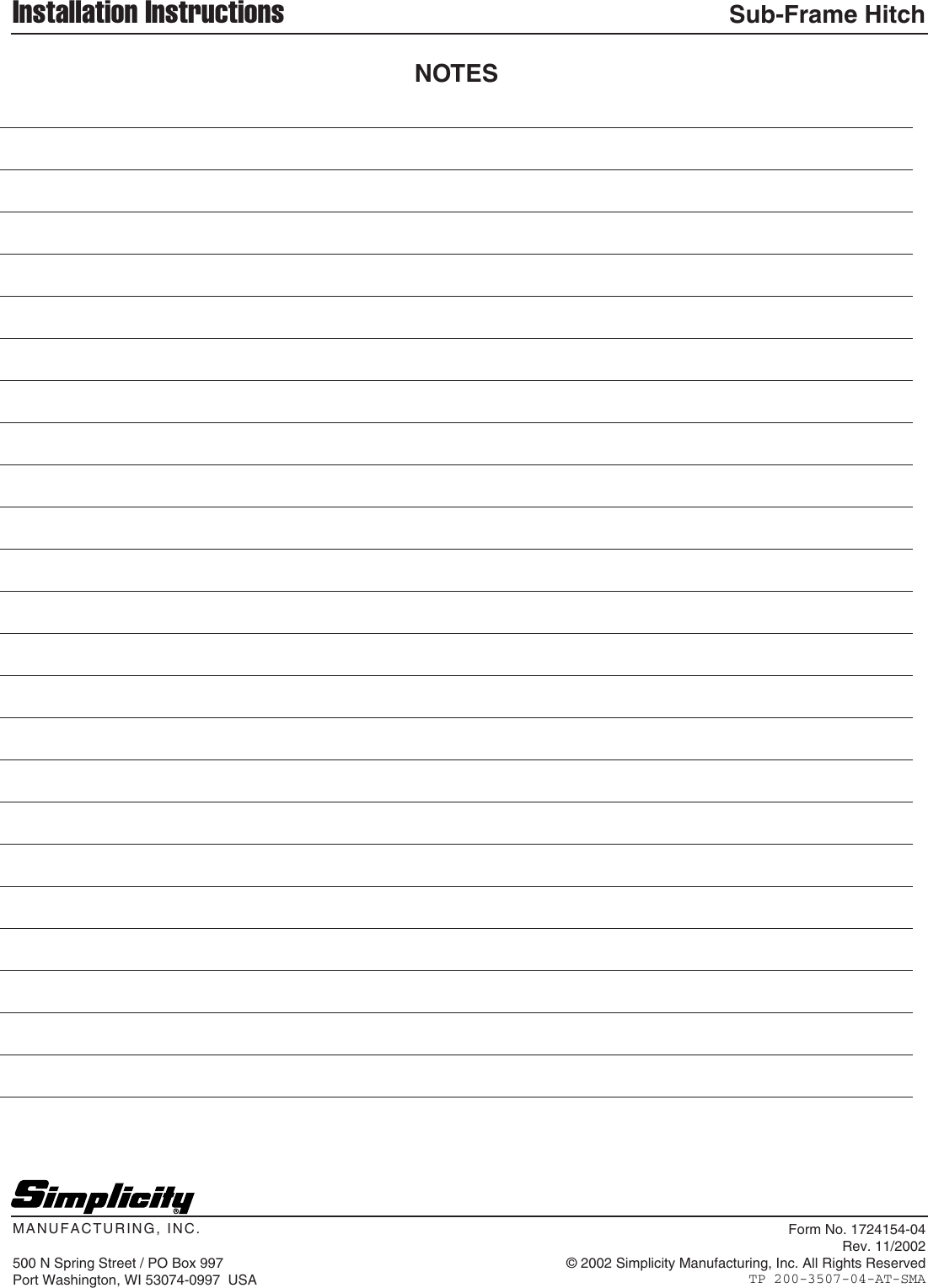 Page 10 of 10 - Simplicity-Manufacturing Simplicity-Manufacturing-1694286-Users-Manual-  Simplicity-manufacturing-1694286-users-manual