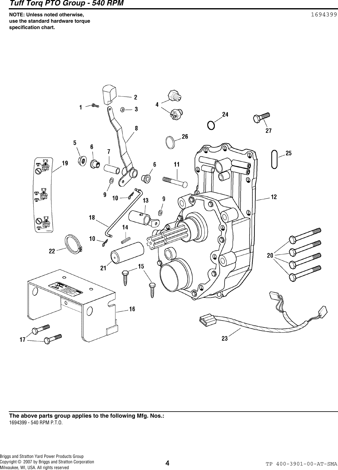 Page 4 of 8 - Simplicity Simplicity-1694399-Illustrated-Parts-List- 540 RPM P.T.O Simplicity-1694399-illustrated-parts-list