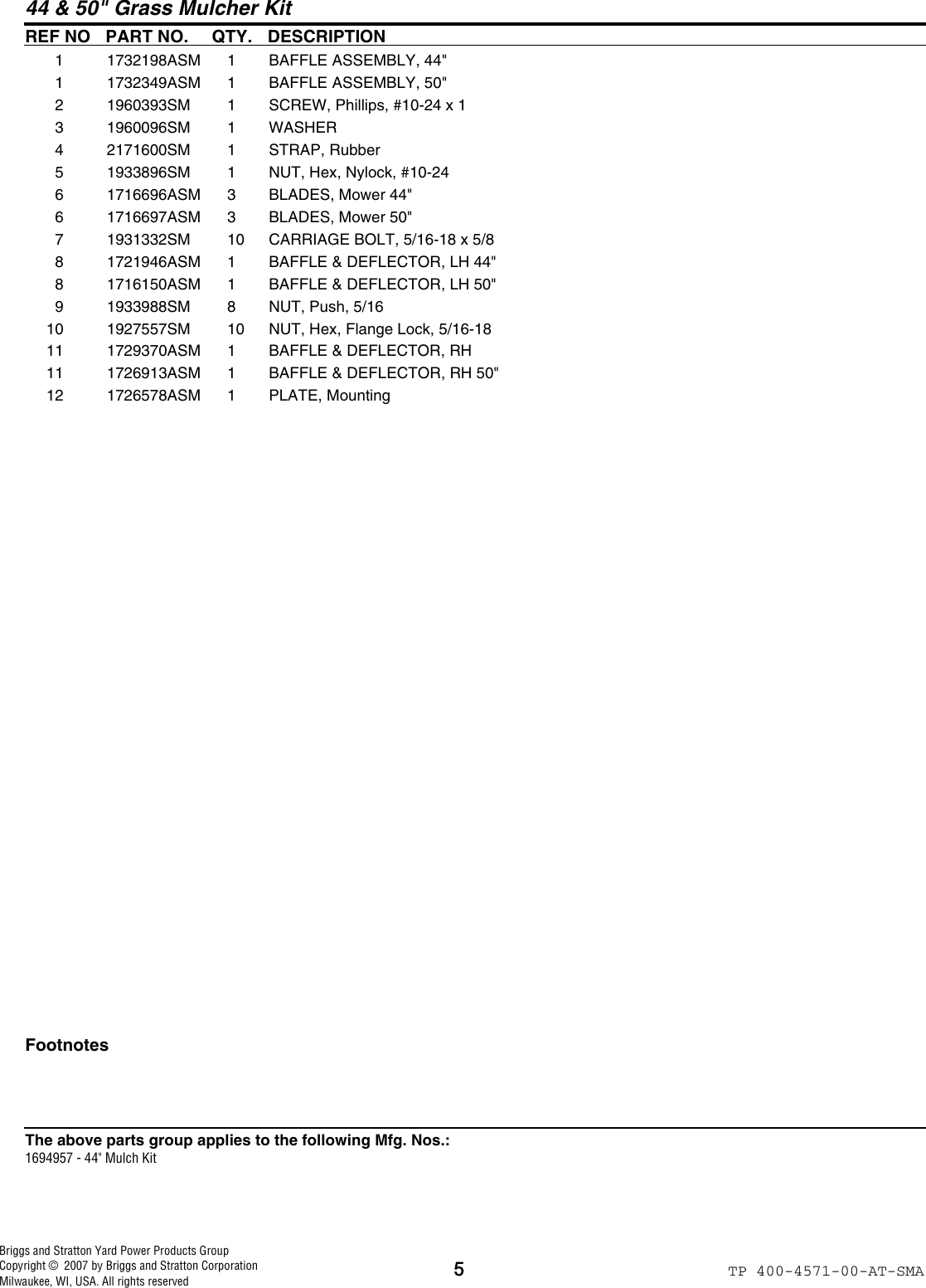 Page 5 of 6 - Simplicity Simplicity-1694957-Owners-Manual- 44 Mulch Kit  Simplicity-1694957-owners-manual