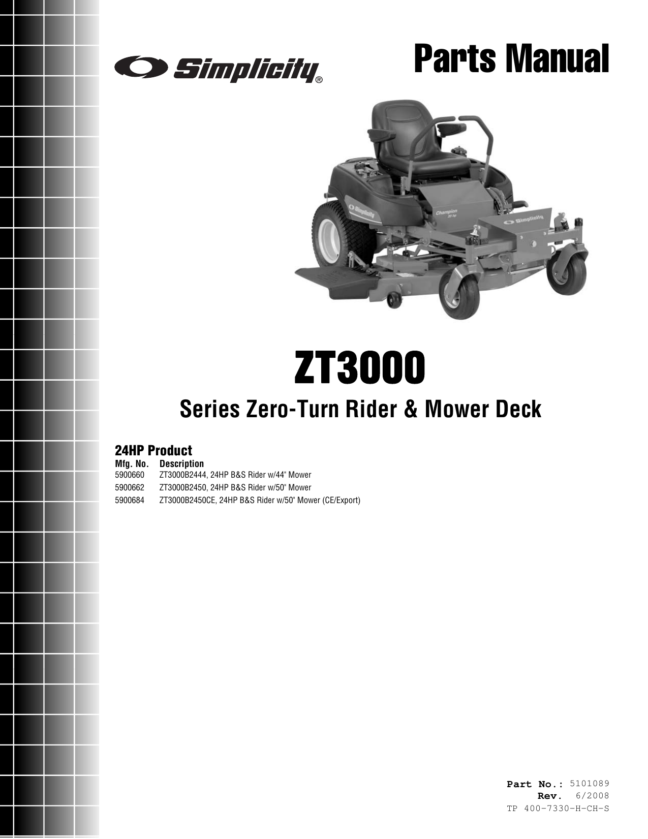 Simplicity Zt3000 Parts Manual PartsManual