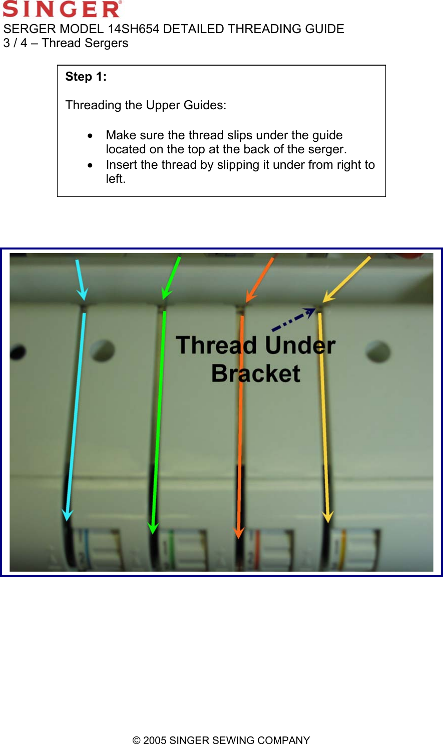 Page 1 of 10 - Singer Singer-14Sh654-Users-Manual Step 1 Upper Quides