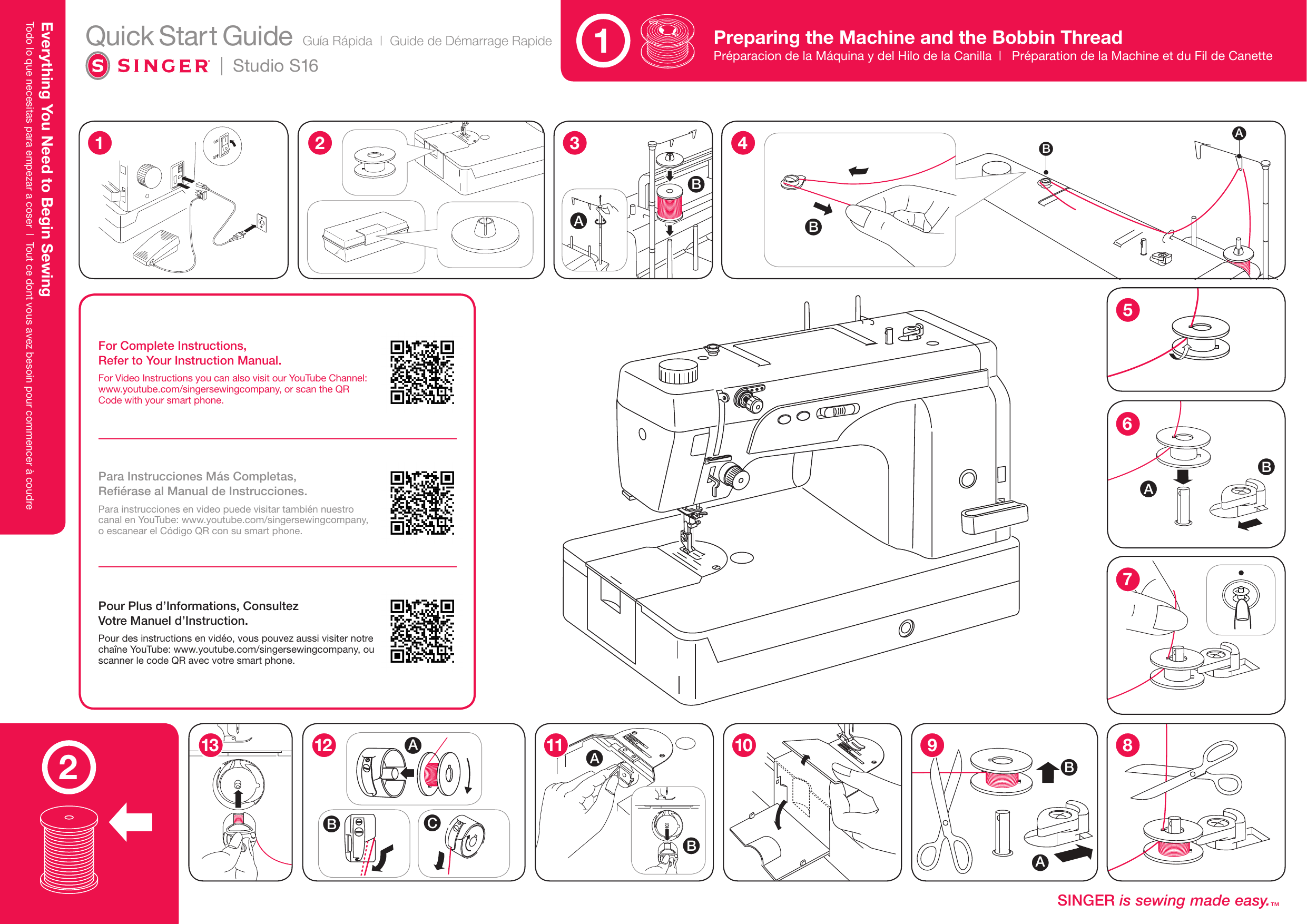 Page 1 of 2 - Singer Singer-S16-I-Studio-Quick-Start-Manual-  Singer-s16-i-studio-quick-start-manual
