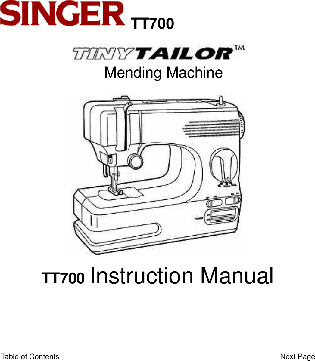 Singer Tiny Taylor Tt700 Instruction Manual ManualsLib Makes It Easy To