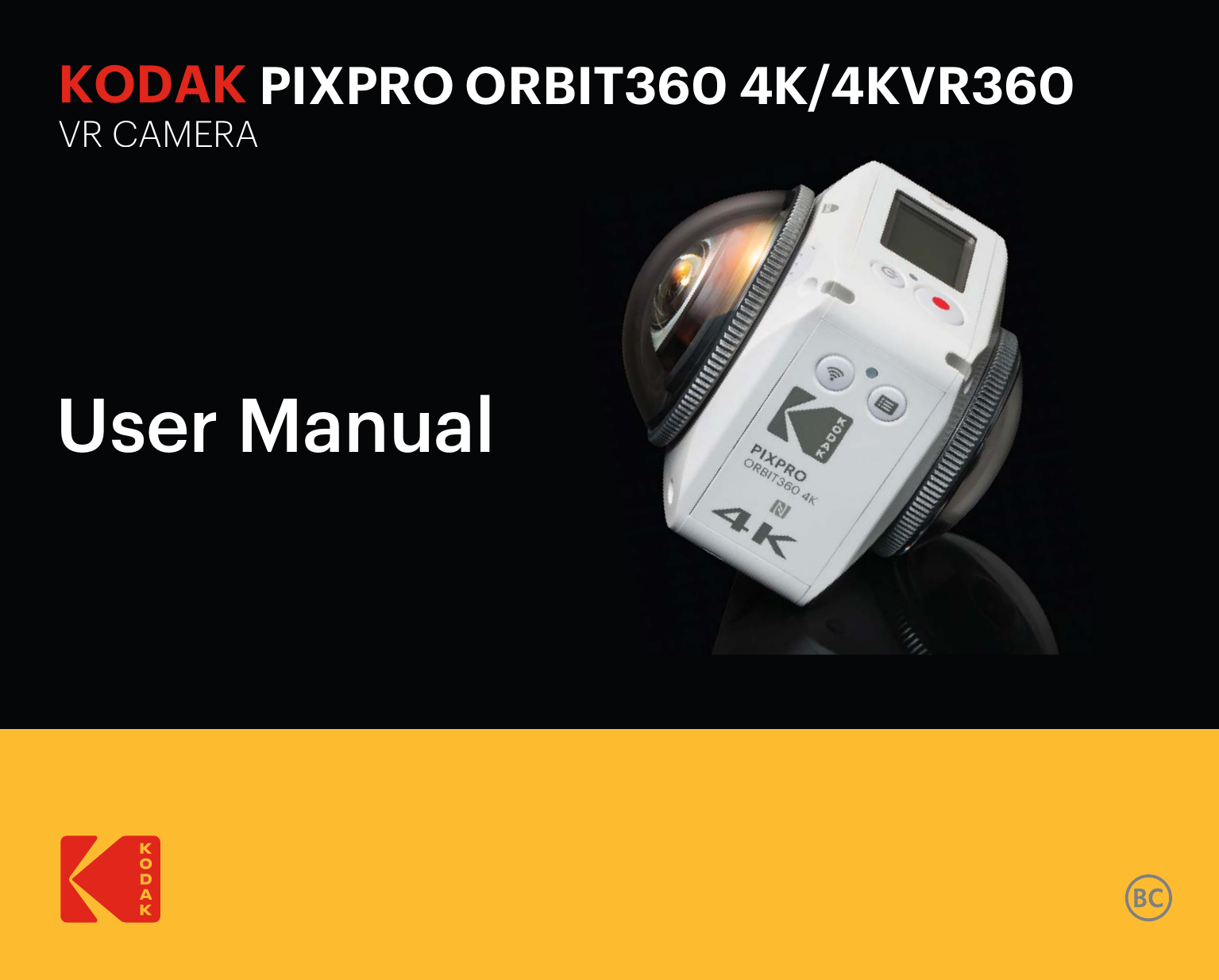 User ManualKODAKVR CAMERAPIXPRO ORBIT360 4K/4KVR360
