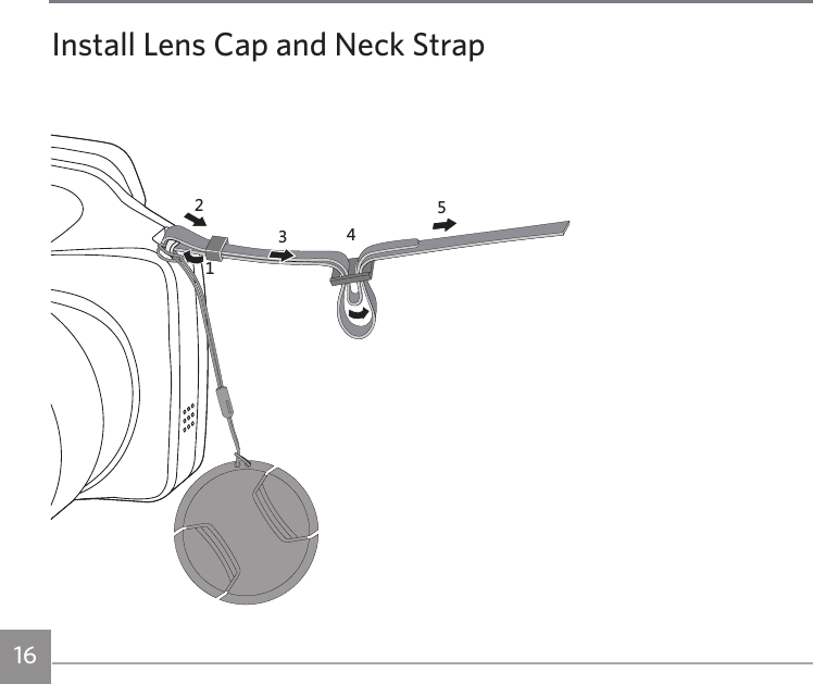 16Install Lens Cap and Neck Strap