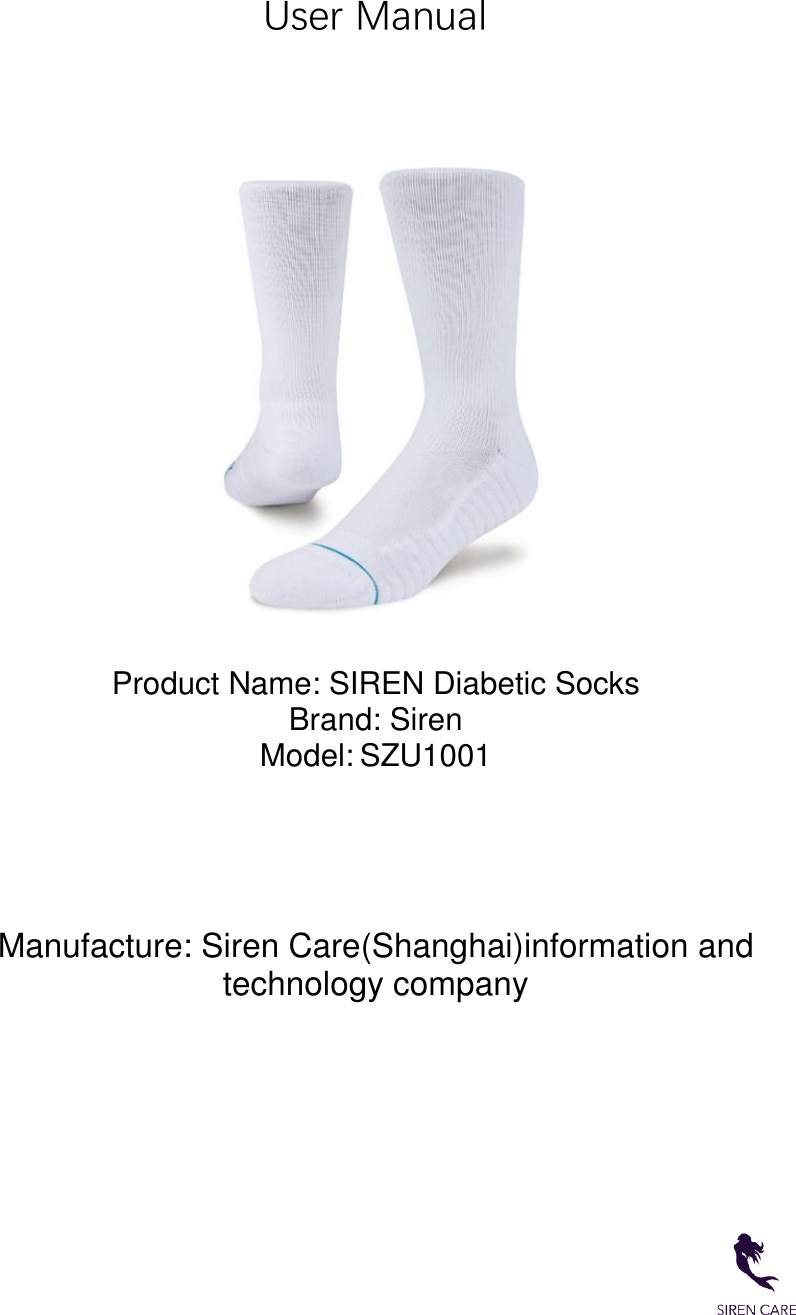 Siren Care SZU1001 SIREN Diabetic Socks User Manual