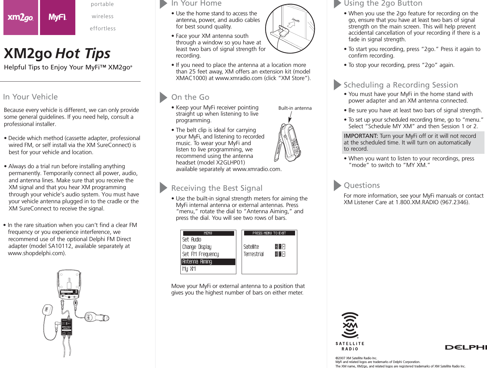 Sirius XM Radio SA10113A XM Satellite RX with FM Transmitter User