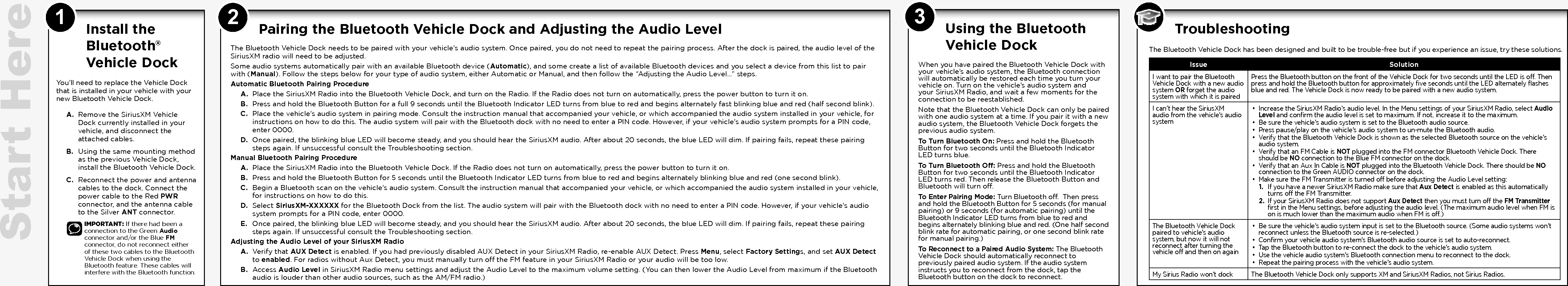 Sirius XM Radio SXBTD1 Sirius XM Bluetooth Vehicle Dock User Manual