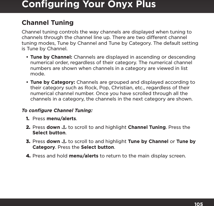 Page 105 of Sirius XM Radio SXPL2 Onyx PLUS G7.5 User Manual Onyx Plus G75 with Vehicle Kit User Guide indd