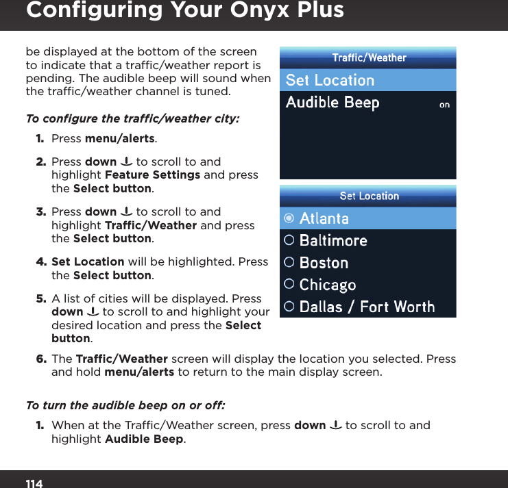 Page 114 of Sirius XM Radio SXPL2 Onyx PLUS G7.5 User Manual Onyx Plus G75 with Vehicle Kit User Guide indd