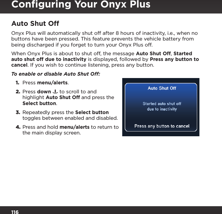 Page 116 of Sirius XM Radio SXPL2 Onyx PLUS G7.5 User Manual Onyx Plus G75 with Vehicle Kit User Guide indd