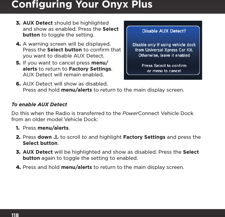 Page 118 of Sirius XM Radio SXPL2 Onyx PLUS G7.5 User Manual Onyx Plus G75 with Vehicle Kit User Guide indd