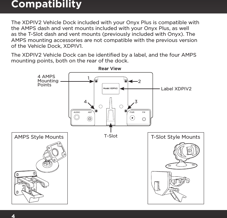 Page 4 of Sirius XM Radio SXPL2 Onyx PLUS G7.5 User Manual Onyx Plus G75 with Vehicle Kit User Guide indd