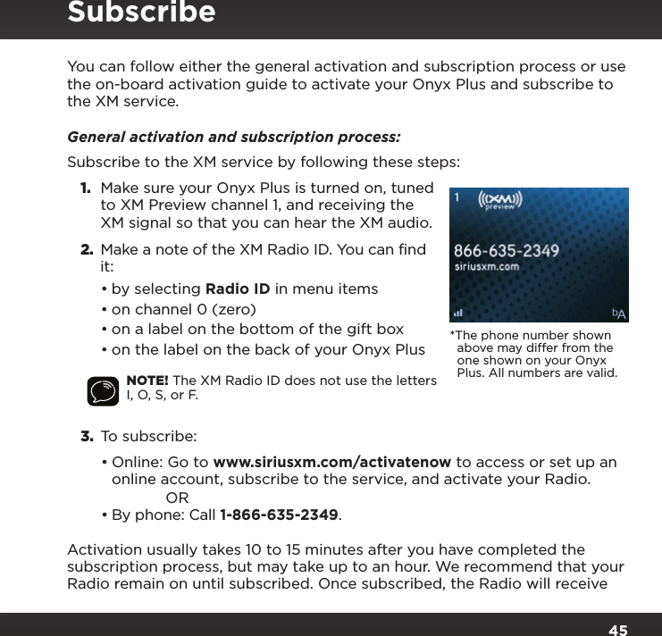 Page 45 of Sirius XM Radio SXPL2 Onyx PLUS G7.5 User Manual Onyx Plus G75 with Vehicle Kit User Guide indd